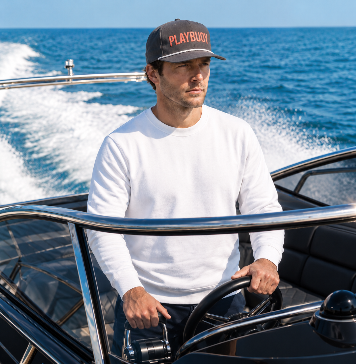 Playbuoy boat hat — lifestyle photo