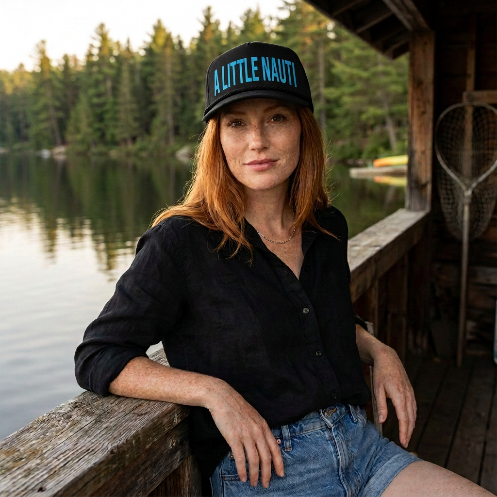 A Little Nauti nautical boating hat — lifestyle photo
