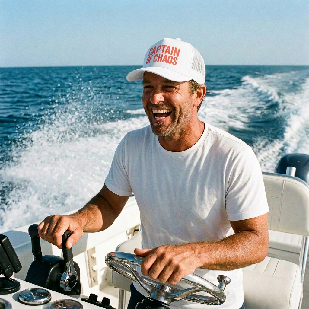 Captain Of Chaos lake hat — lifestyle photo